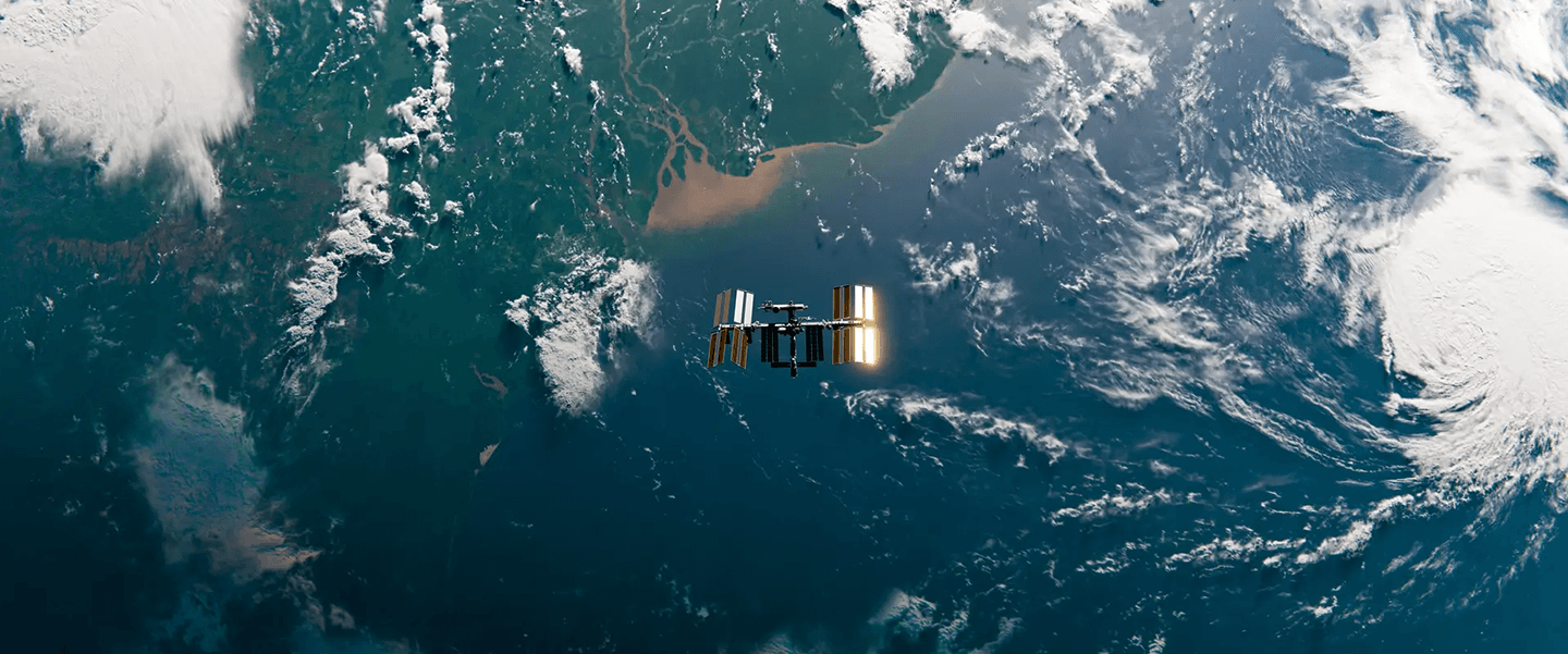 Satellite in space taking image