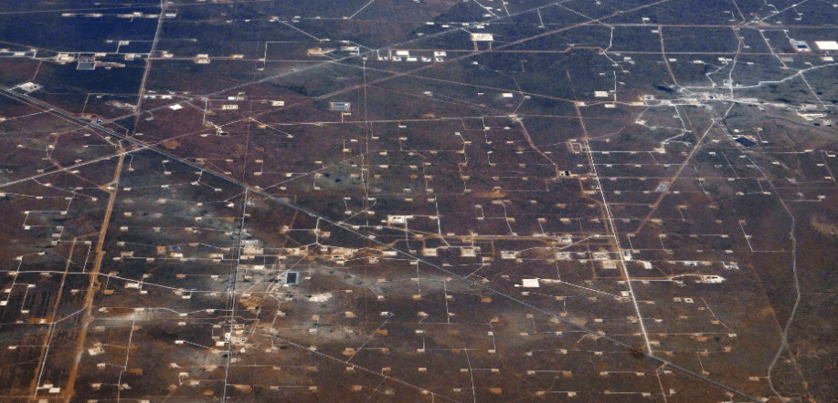 Satellite image of fracking zone in the US